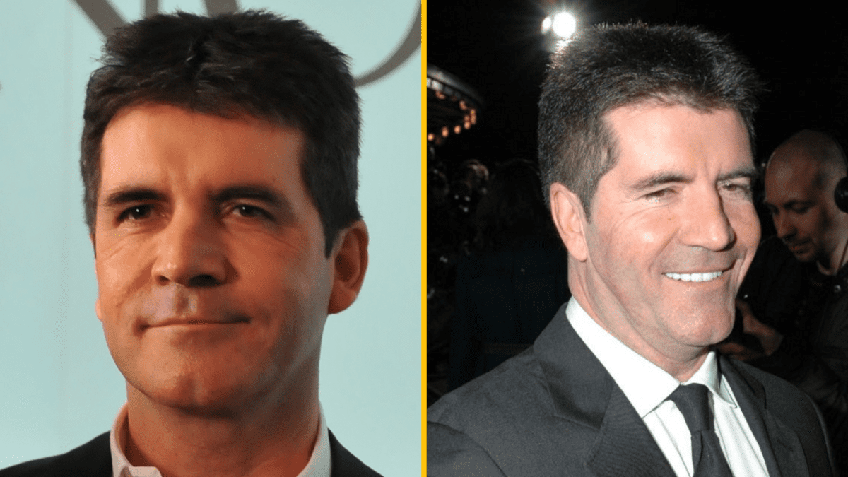 Osoba v elegantnom obleku na verejnej akcii, zachytená z dvoch rôznych uhlov.