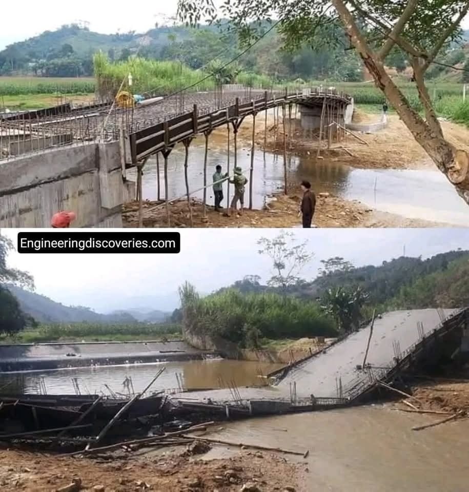 Nový most nad riekou sa zrútil krátko po výstavbe, ukazujúc chyby v inžinierskom projekte a neodhalené riziká.