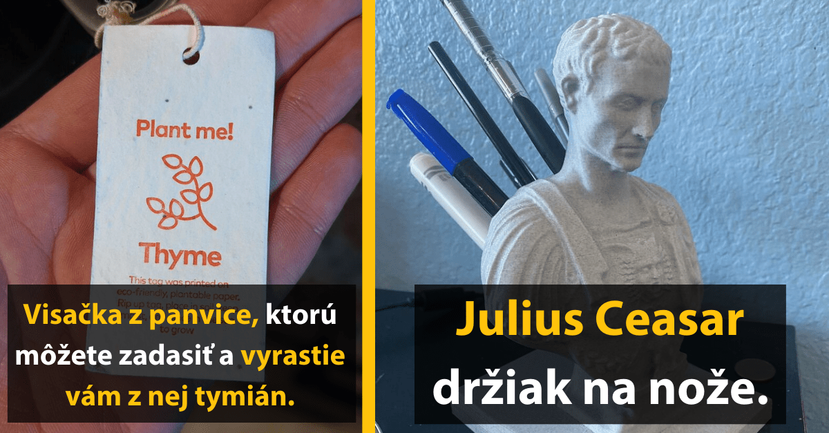 Visačka s možnosťou vysadenia tymiánu a držiak na nože v tvare sochy.