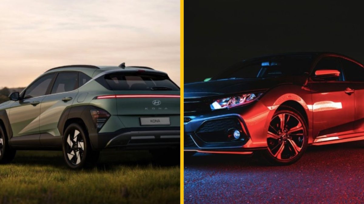 SUV a športové auto vedľa seba, jedno v prírode, druhé v mestskej nočnej scéne.