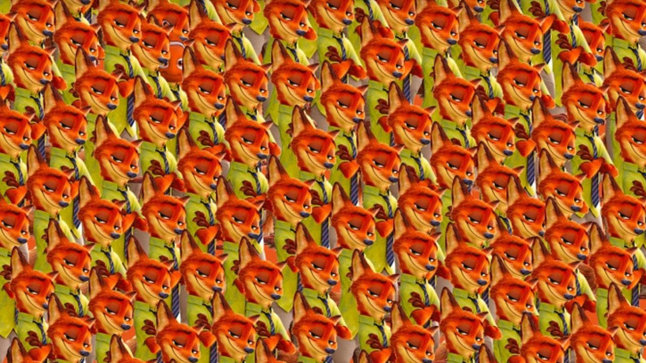 Opakujúci sa obrázok líšky z animovaného filmu v košeli a kravate na farebnom pozadí.