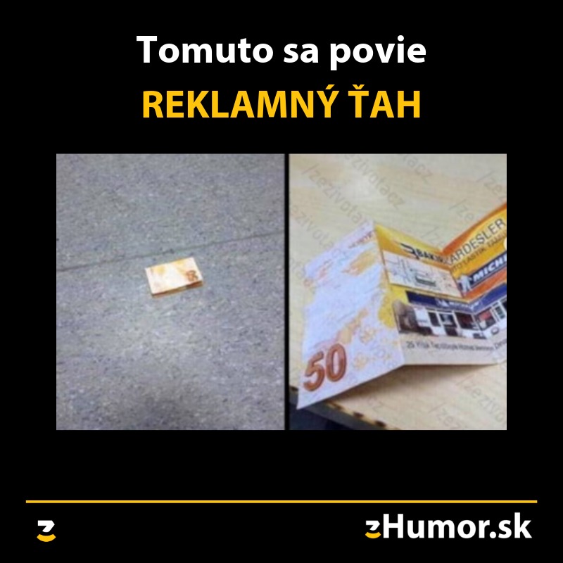 Falošná bankovka na zemi sa pri bližšom pohľade ukáže ako reklamný leták.