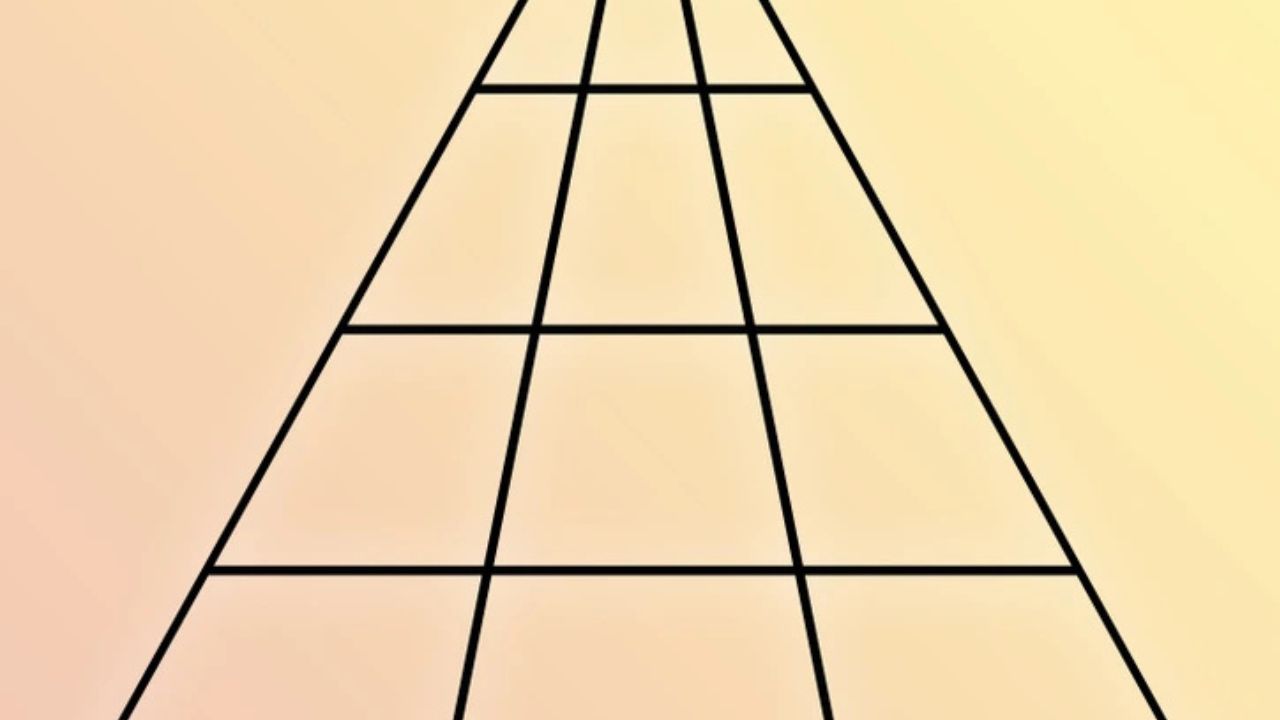 Optická ilúzia: Séria čiar vytvára perspektívu nekonečnej cesty na béžovom pozadí.