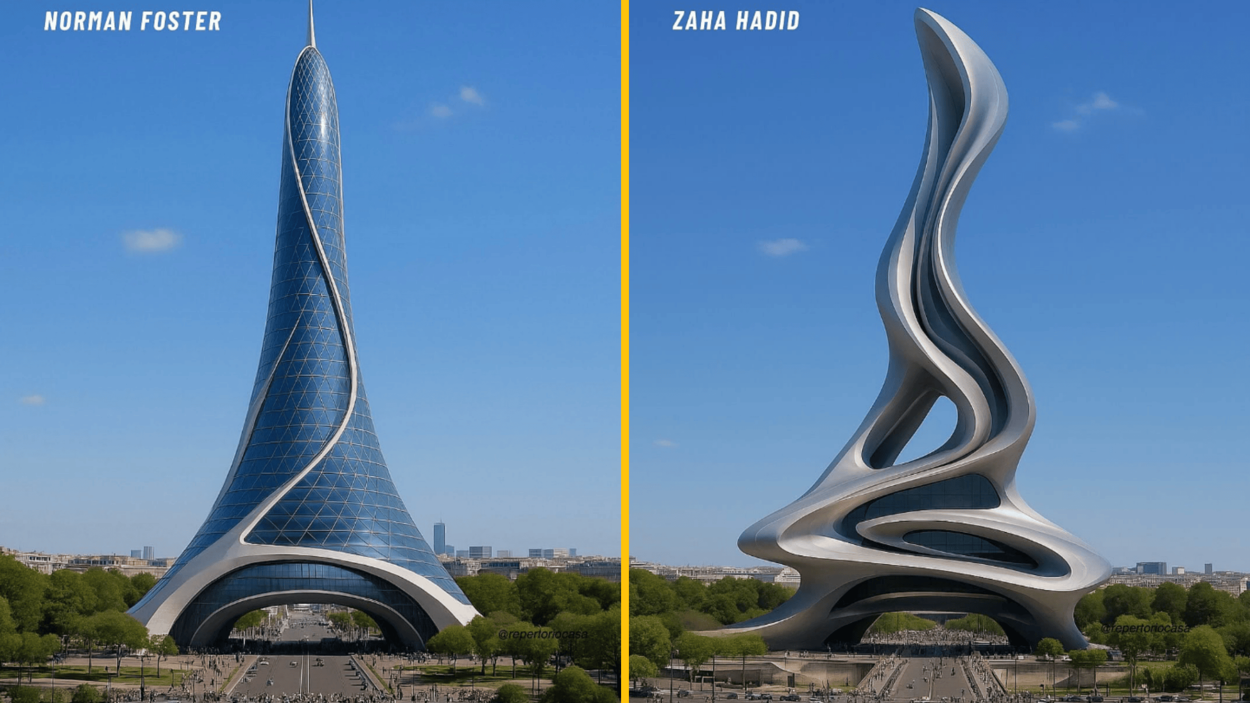 Ako by vyzerala Eiffelova veža, keby ju navrhli iní slávni architekti?