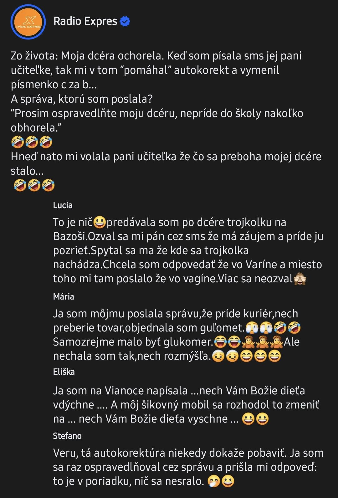 Vtipné nedorozumenia spôsobené autokorektúrou v SMS správach. Veselé prešľapy s nečakanými zmenami slov.