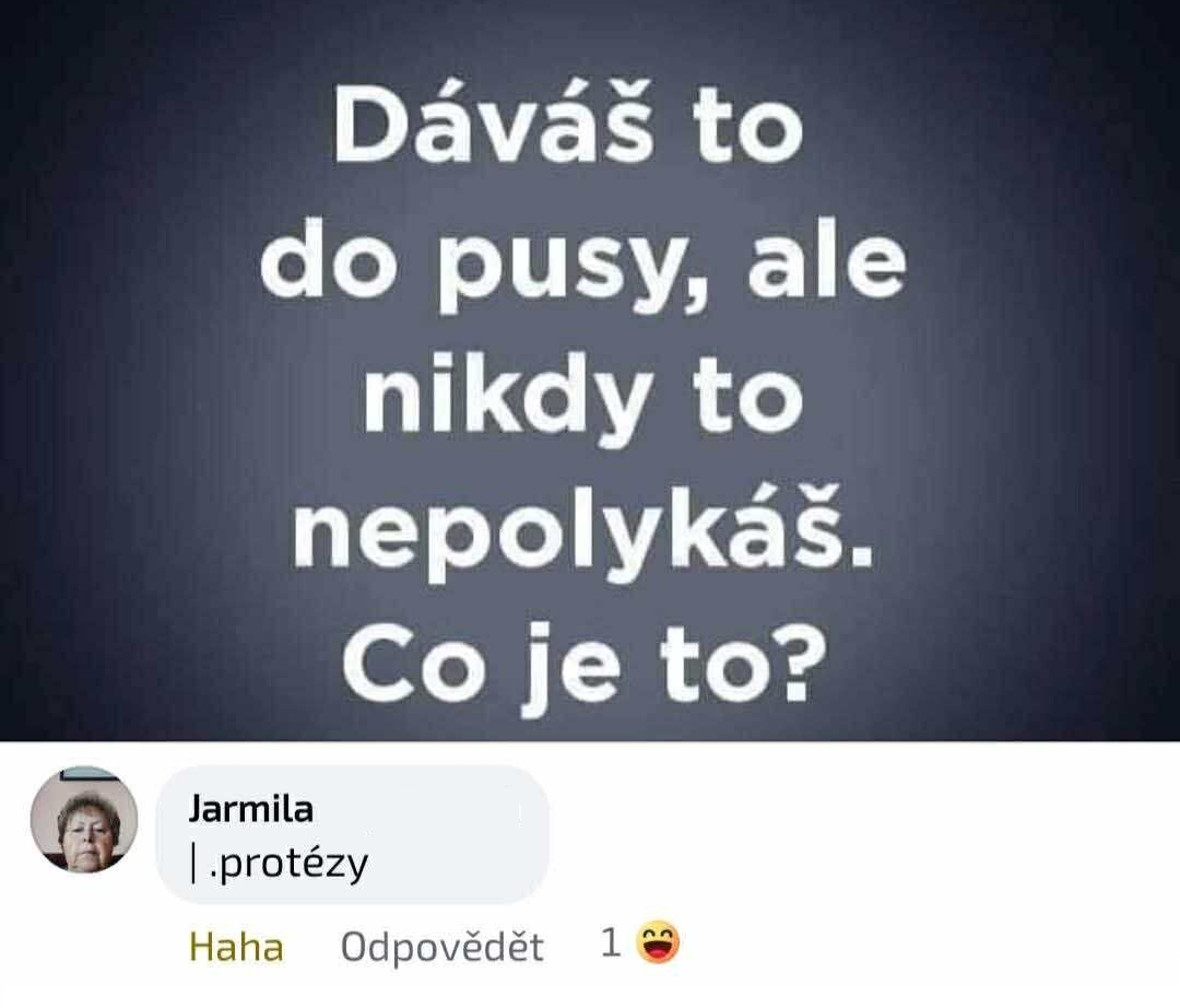 Vtipný obrázok so záhadou a odpoveďou na protézy.