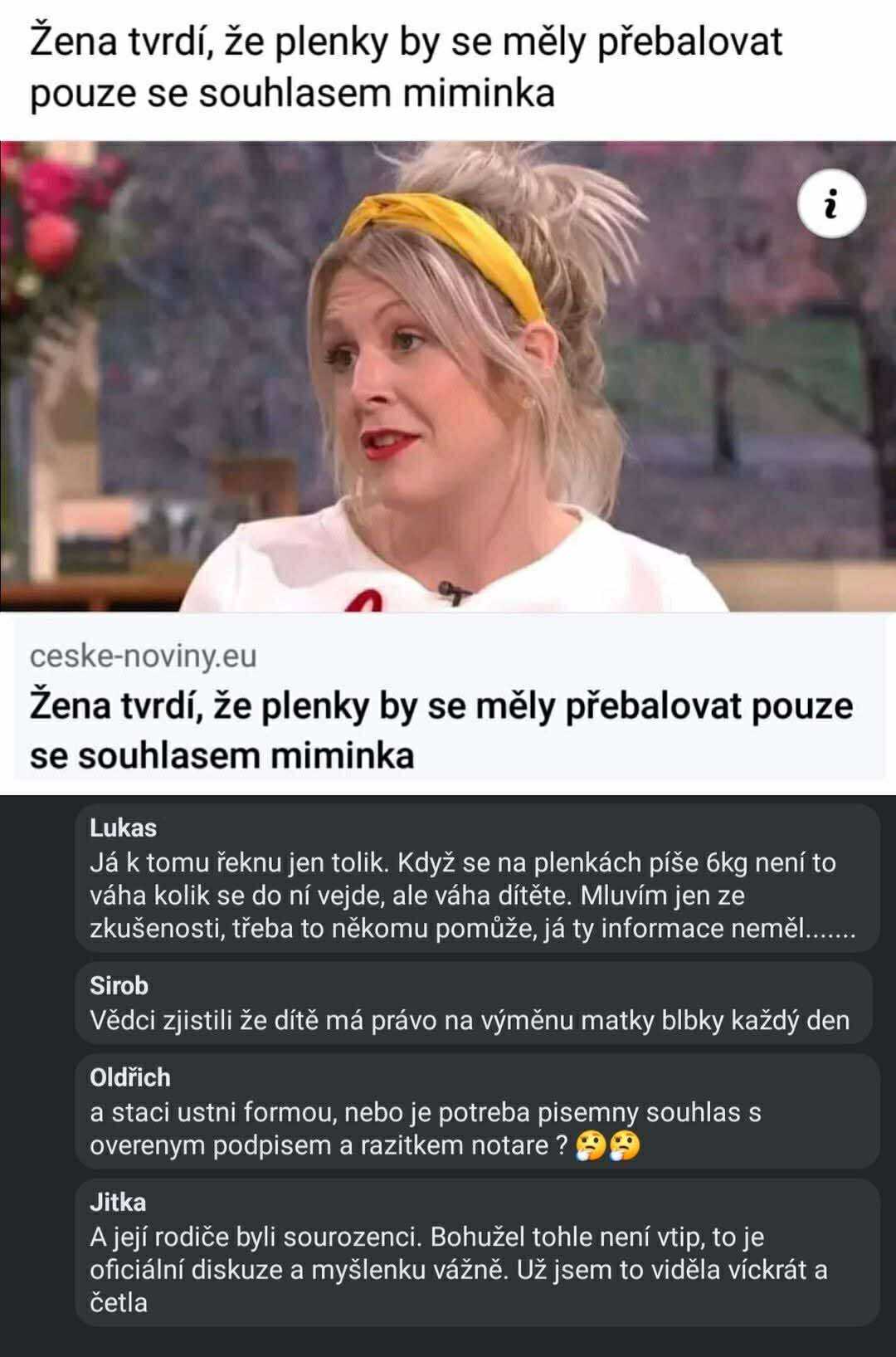 Žena odporúča prebaľovať bábätká len s ich súhlasom; diskusia na túto tému vzbudila kontroverzie online.