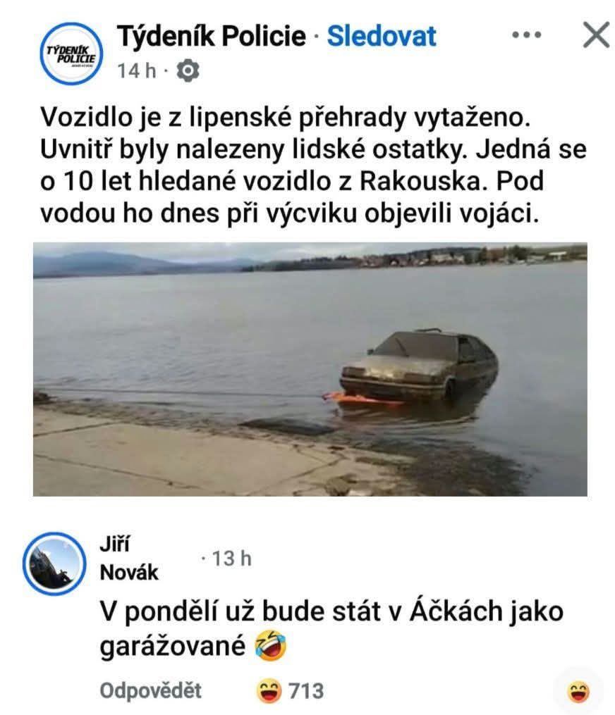 Vytiahnuté vozidlo z lipenskej priehrady obsahovalo ľudské pozostatky; bolo hľadané 10 rokov.