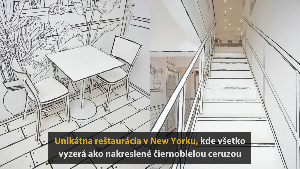 Reštaurácia v New Yorku, ktorej interiér vyzerá ako čiernobiela skica