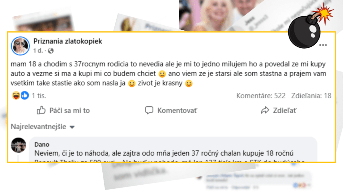 Priznanie mladej ženy o vzťahu so starším mužom a reakcia v komentároch na Facebooke.