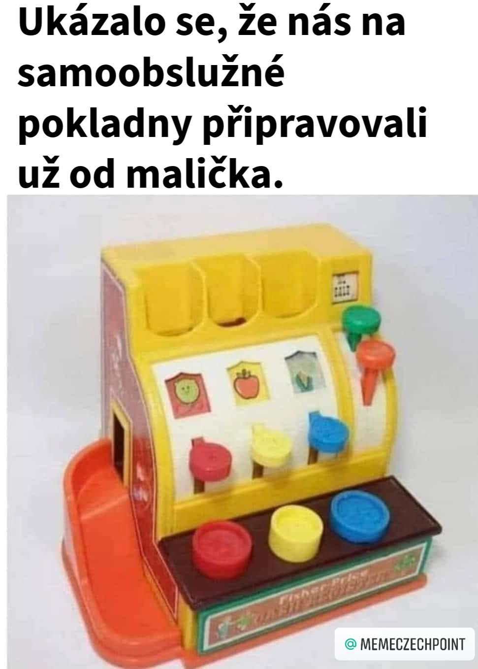 Hračka simulujúca pokladňu naznačuje, že sme na samoobslužné pokladne pripravení už od detstva.