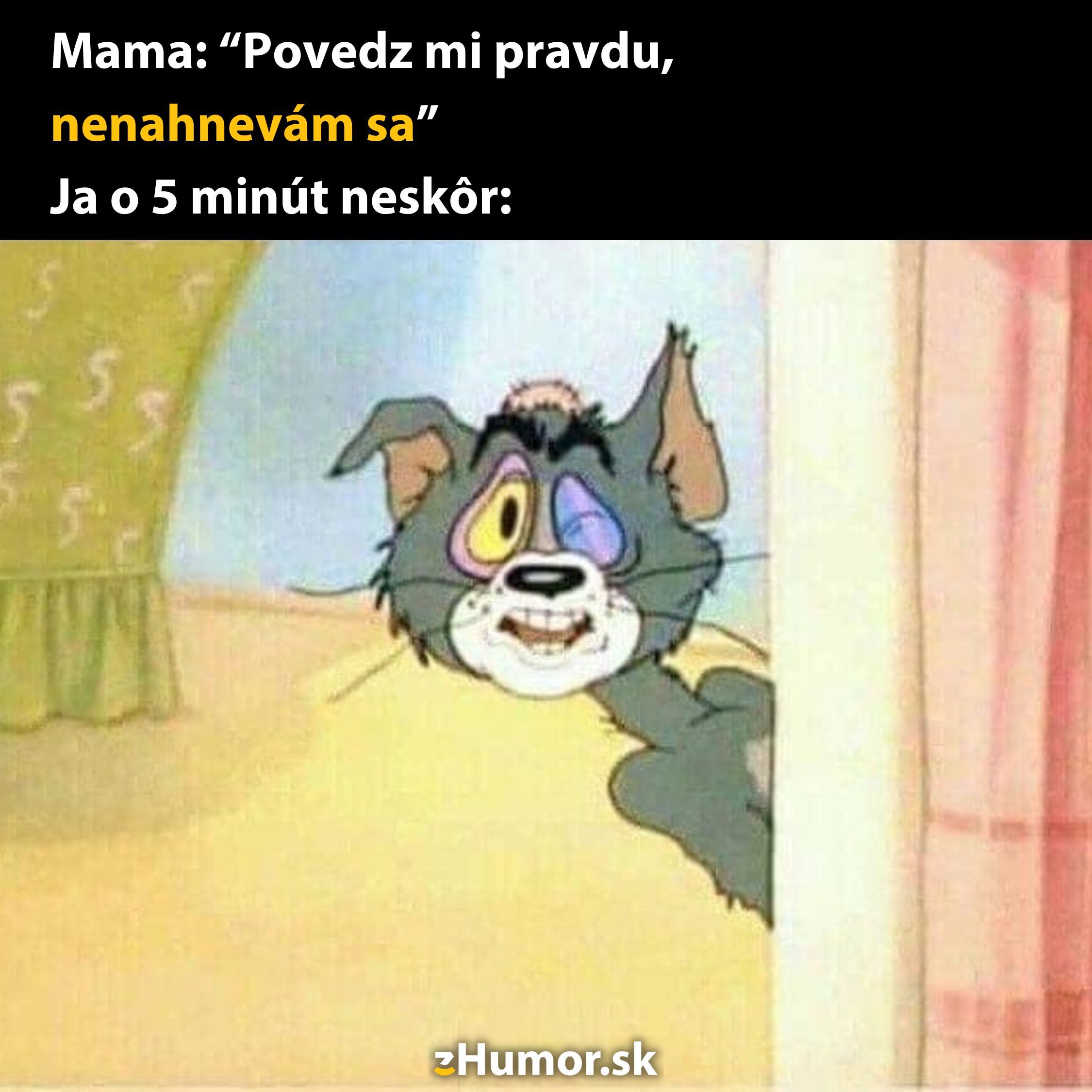 Kreslená postava s vystrašeným výrazom po hádke, s textom o úprimnosti vo vzťahoch rodič-dieťa.