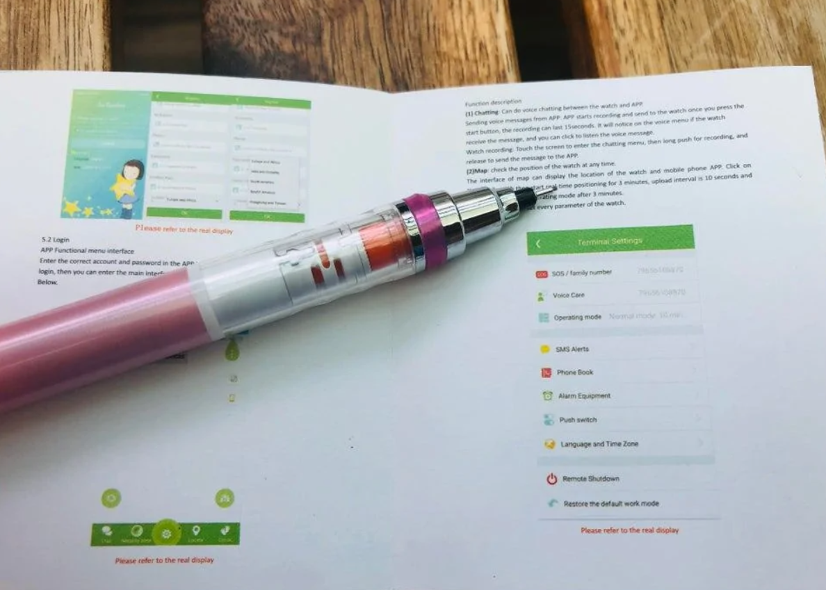 Inštrukcie k aplikácii s perom na papieri, zobrazené nastavenia menu a funkcie.