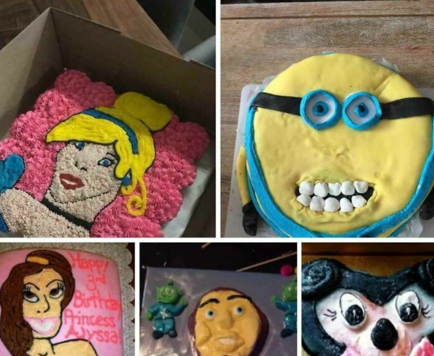 Domáce torty s tematickými motívmi postáv v neobvyklých dizajnoch na oslavu narodenín.