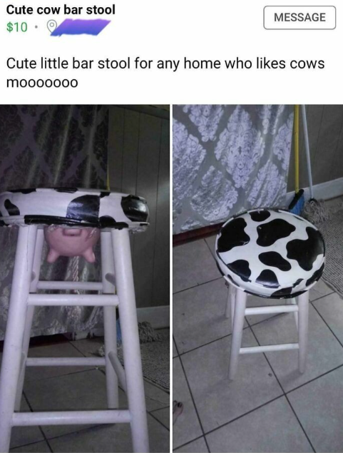 Stolička do domácnosti s motívom kravy, ideálna pre milovníkov zvierat. Originálny dizajn, čierno-biely vzor.