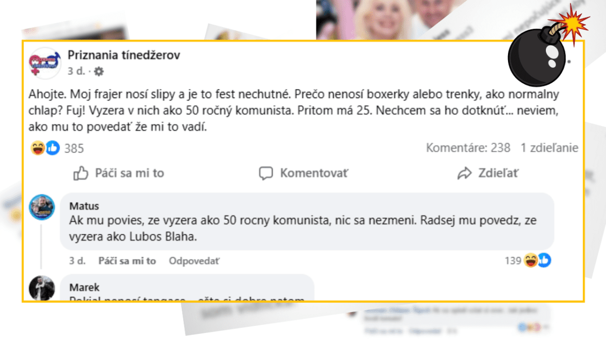 Priznanie tínedžerky o nesúhlase s frajerovým výberom spodnej bielizne a jeho porovnaním so starším mužom.