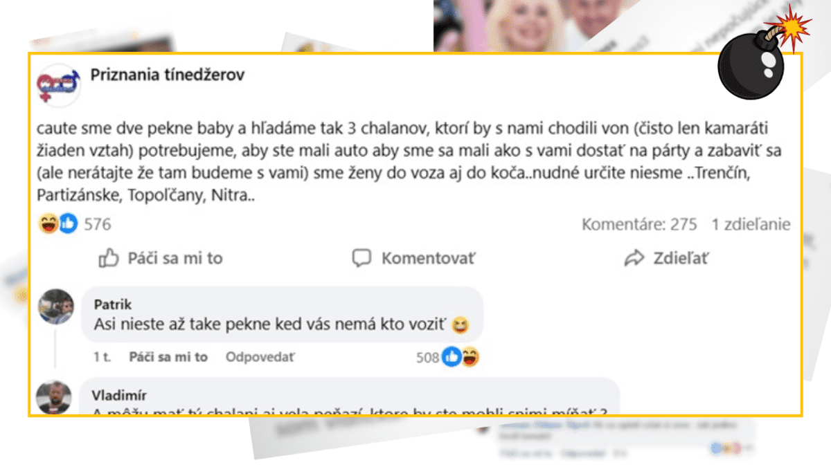 Na Facebooku výzva od dvoch dievčat zháňajúcich chalanov s autom na spoločné výlety do miest ako Trenčín a Nitra.