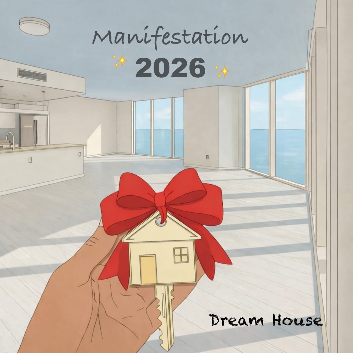 Kľúč k vysnívanému domu s výhľadom na more, manifestácia cieľa do roku 2026.