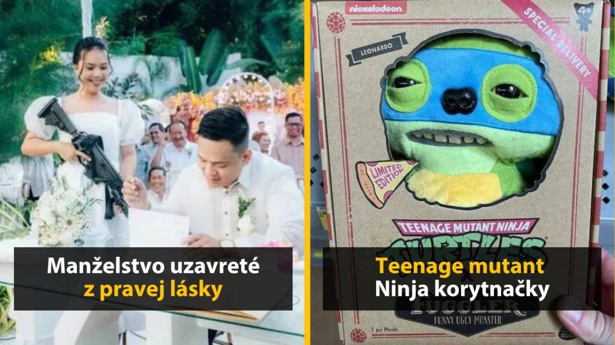 Svadba s humorným nádychom a hračka Ninja korytnačky vtipne vystavená. Kombinácia zábavy a popkultúry.