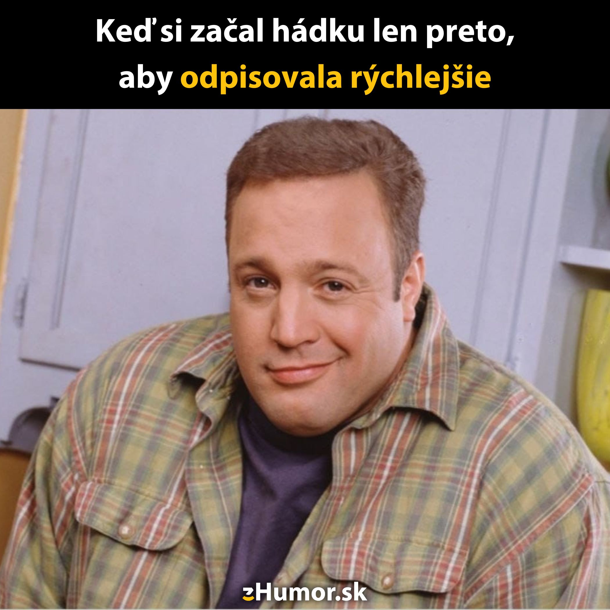 Humorný moment s ironickým textom na povzbudenie rýchlej konverzácie v správach.