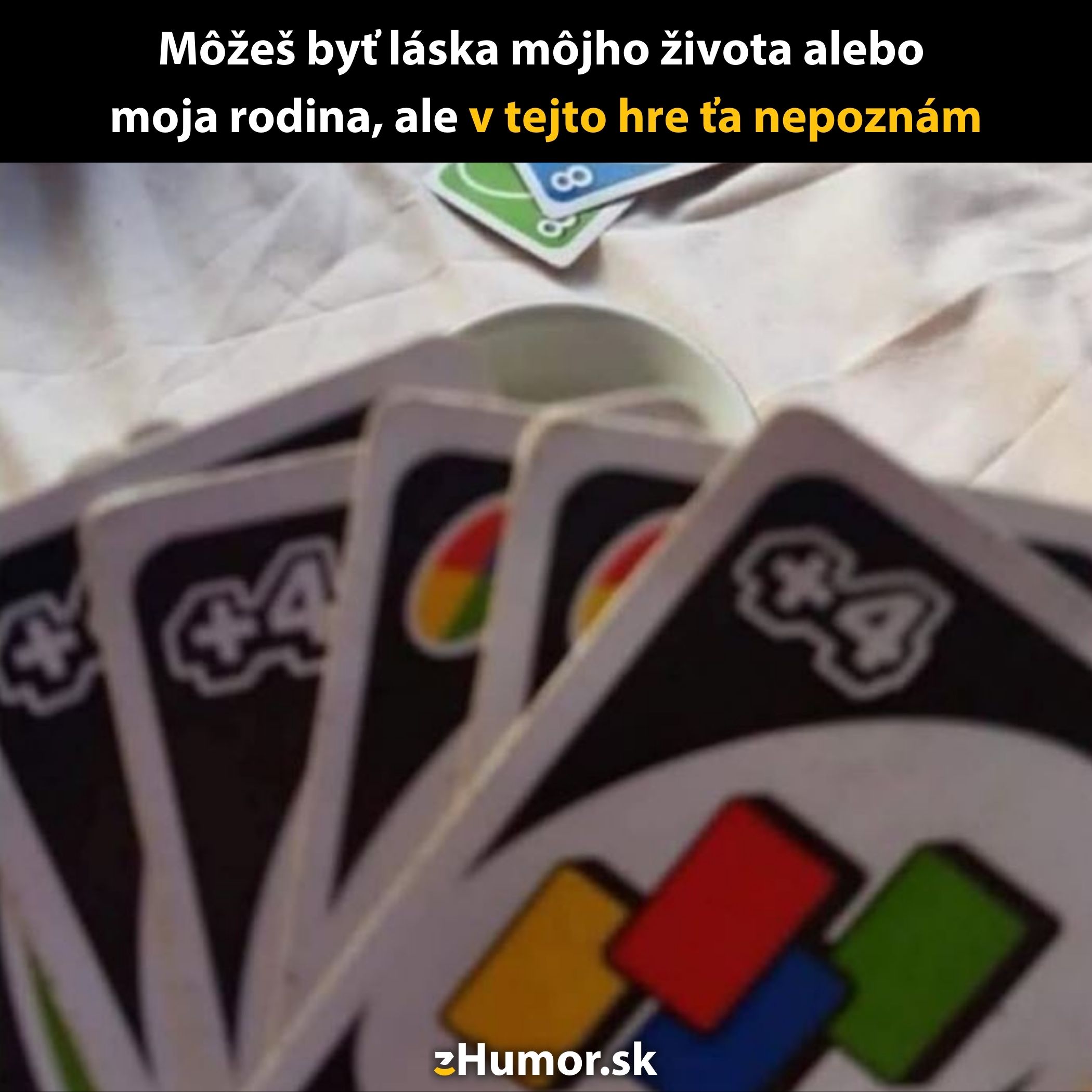 Karty Uno s vtipným textom o tom, ako hra dokáže zmeniť priateľstvá.
