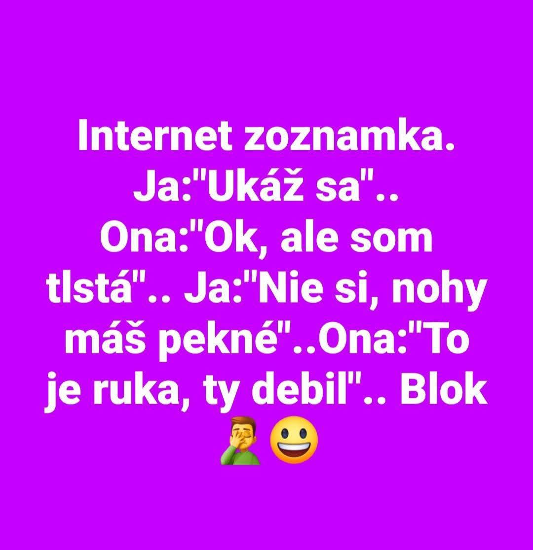 Vtipný text o nedorozumení na internetovej zoznamke, kde sa zamieňa ruka za nohu.