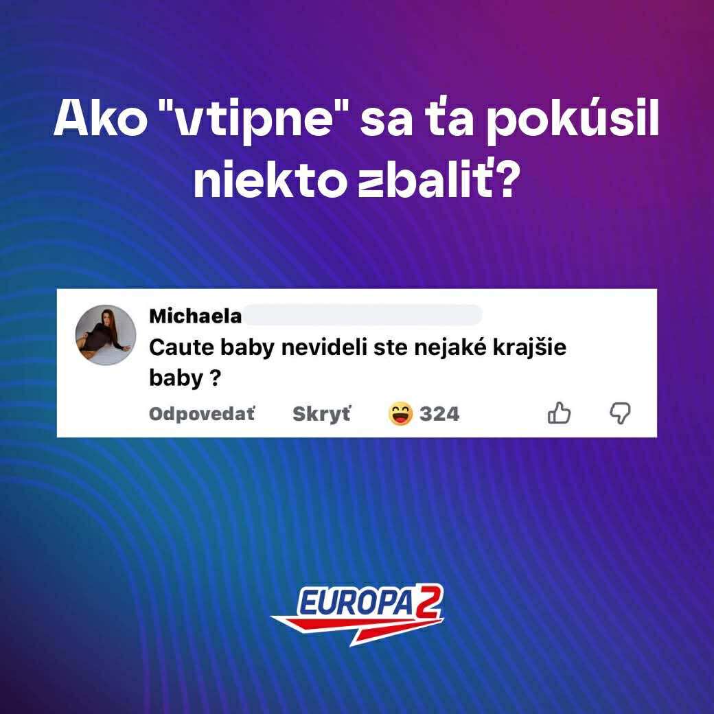 Otázka o vtipnom zbale na sociálnej sieti s pridaným komentárom a reakciami používateľov.