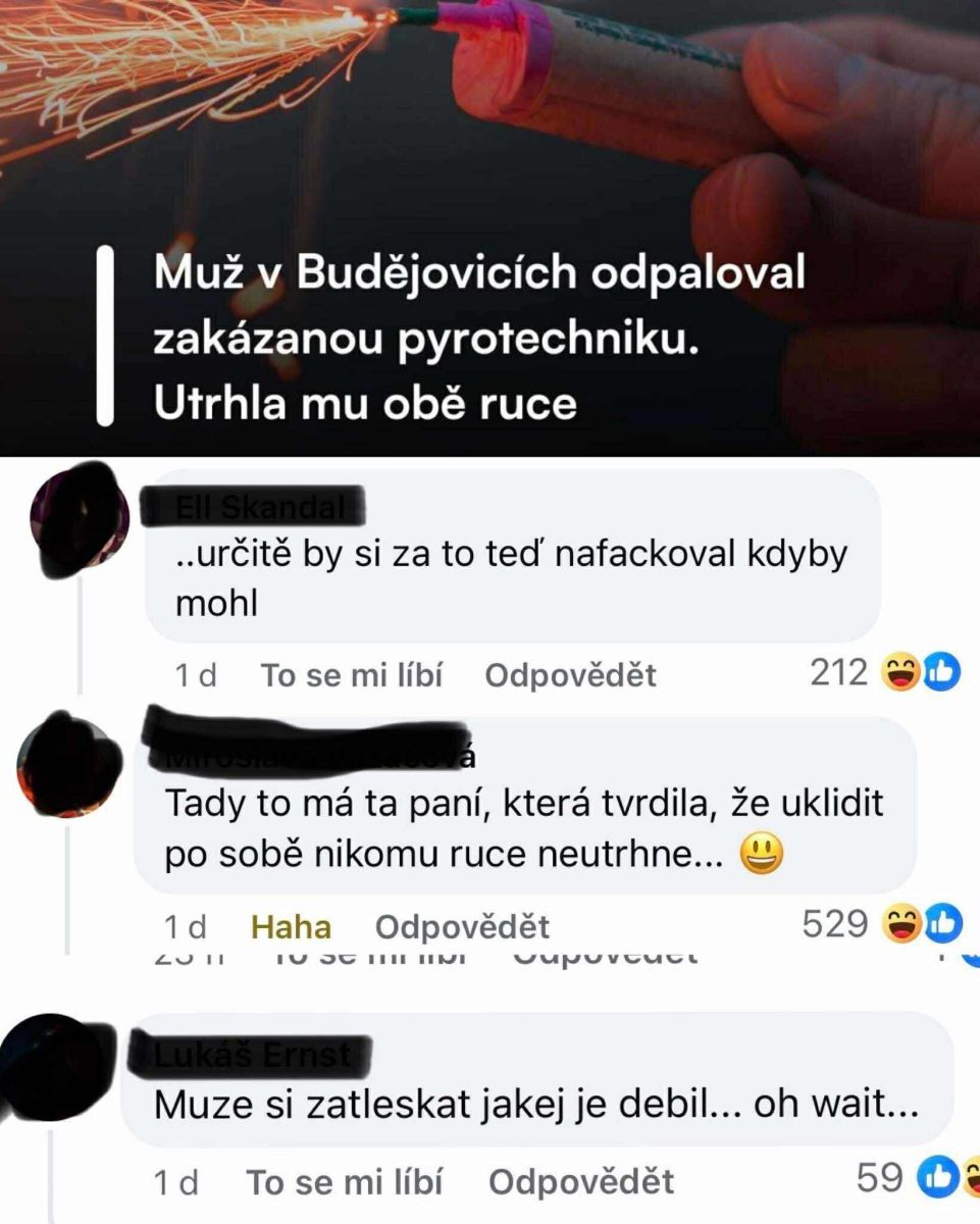 Muž odpálil nelegálnu pyrotechniku, výsledkom bol vážny úraz. Diskusia na sociálnych sieťach zdieľa rôzne reakcie.