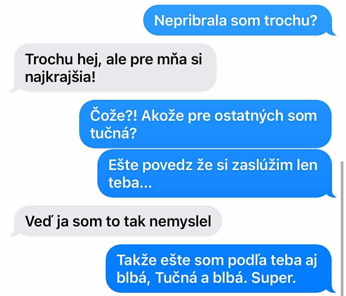 Konverzácia medzi dvomi ľuďmi o sebavedomí a vnímaní tela cez správy.