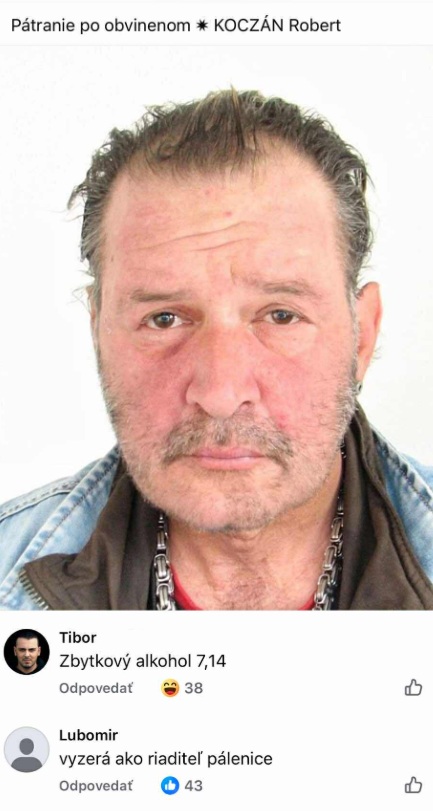 Osoba na fotografii s komentármi používateľov. Pochmúrny výraz, humoristické poznámky o alkohole a vzhľade.