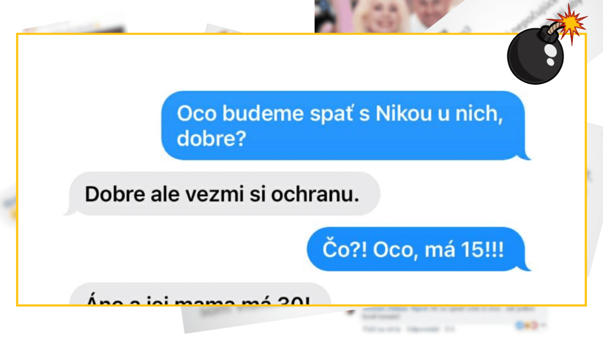 Textová konverzácia medzi otcom a dieťaťom o spánku so spolužiačkou, vtipné nedorozumenie.