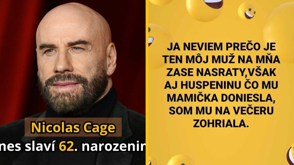 Osoba s bradou naľavo vedľa žltého pozadia s textom o večeri a manželskom nedorozumení.