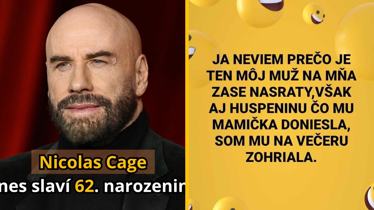 Osoba s bradou naľavo vedľa žltého pozadia s textom o večeri a manželskom nedorozumení.