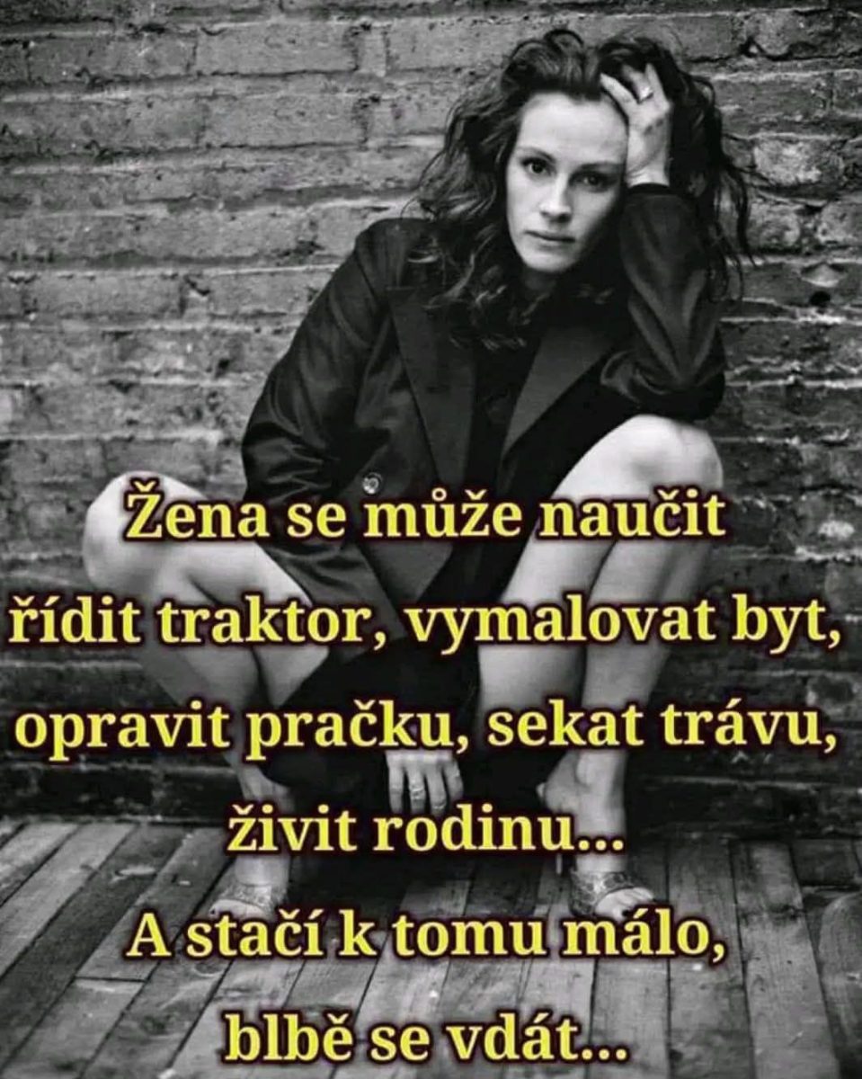 Čiernobiela žena pred tehlovou stenou, zvýraznený text o rôznych zručnostiach a životných voľbách.