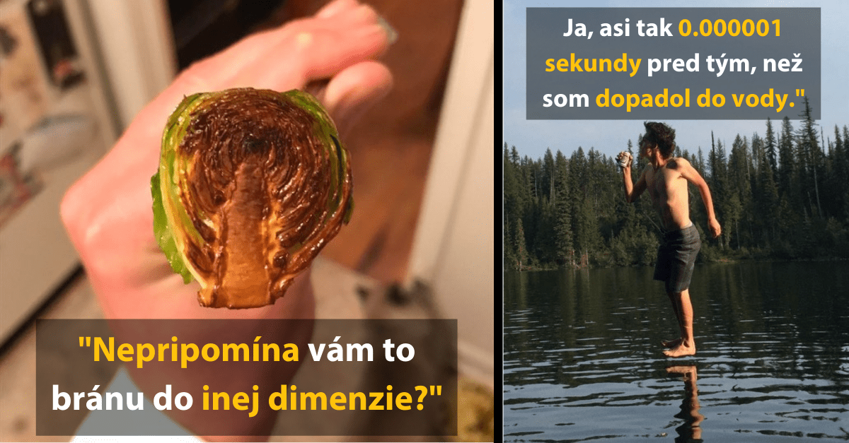 Zábavný obrázok: človek skáče do vody, ružičkový kel vyzerá ako portál do inej dimenzie.