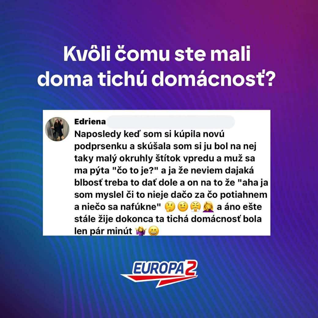 Text grafiky s otázkou Kvôli čomu ste mali doma tichú domácnosť? a komentár od používateľky.
