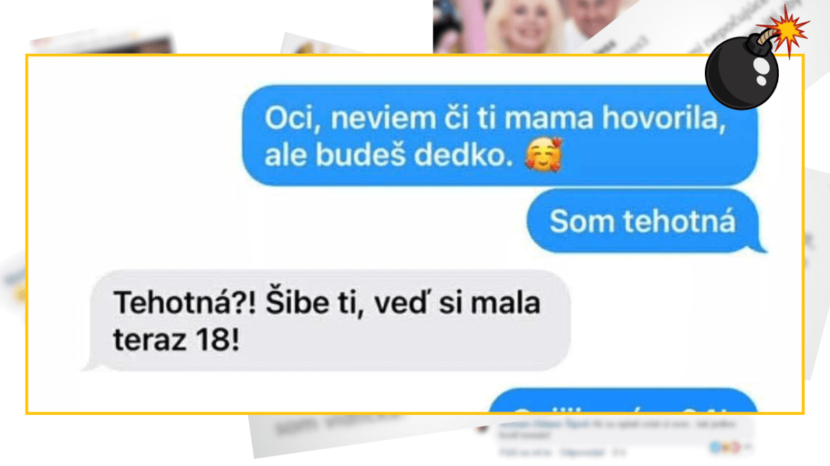 Textová správa s prekvapujúcou novinkou o tehotenstve pre otca so zábavnou reakciou.
