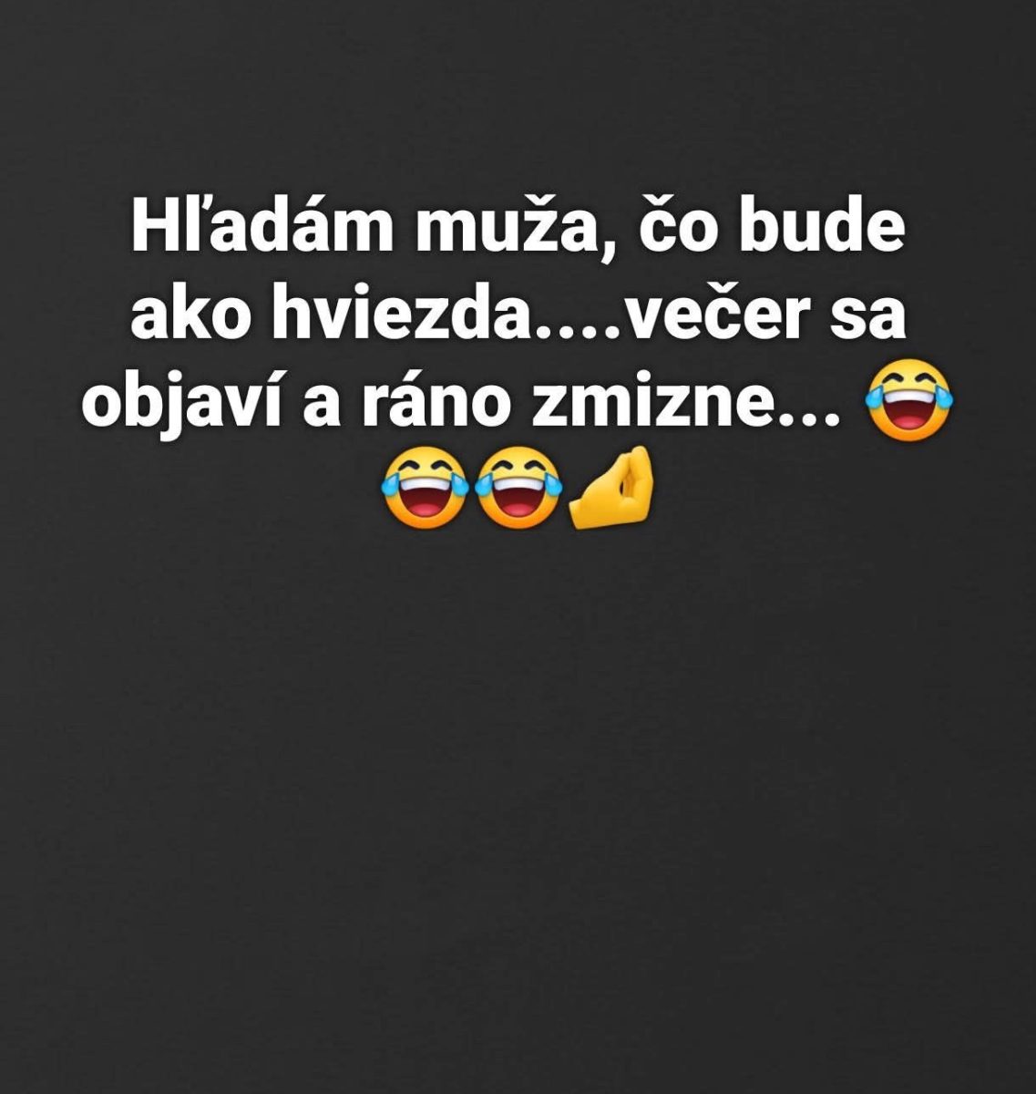 Citát o mužovi, ktorý sa objaví ako hviezda večer a zmizne ráno, doplnený emodži smiechu.