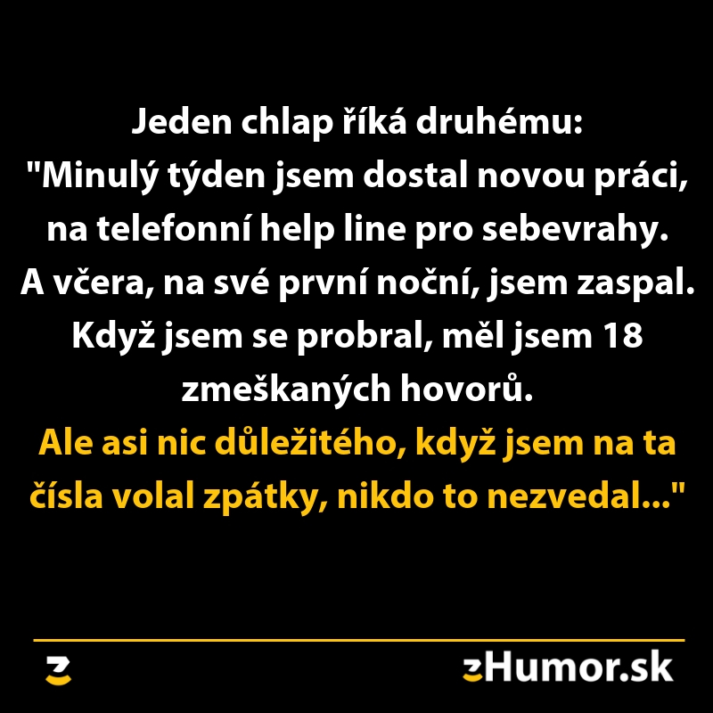 Vtipný obrázok o chlapovi, ktorý zaspal počas prvej nočnej smeny na krízovej linke.