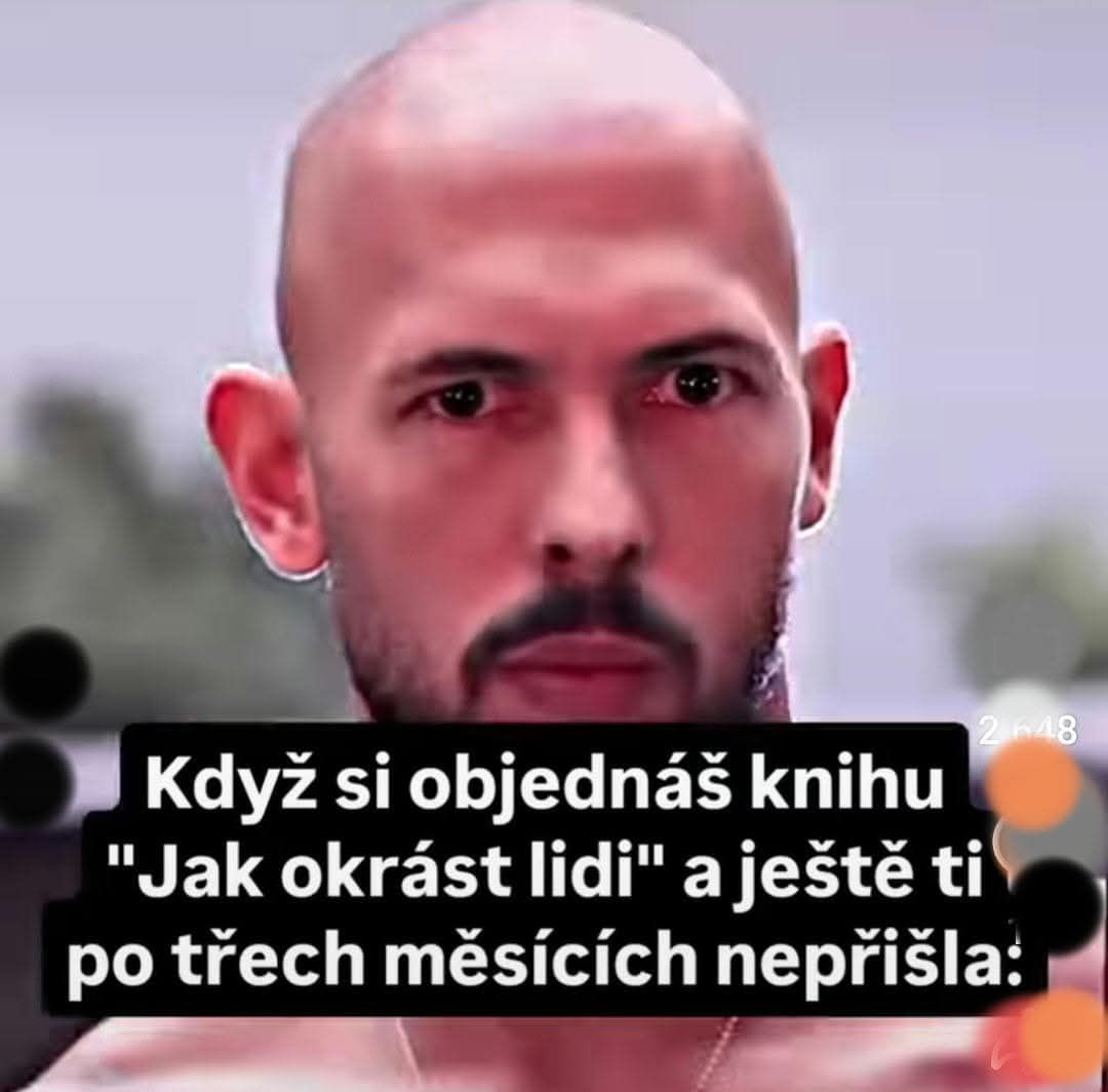 Bald muž so zamysleným výrazom a humoristickým textom o nedodanej knihe po troch mesiacoch čakania.