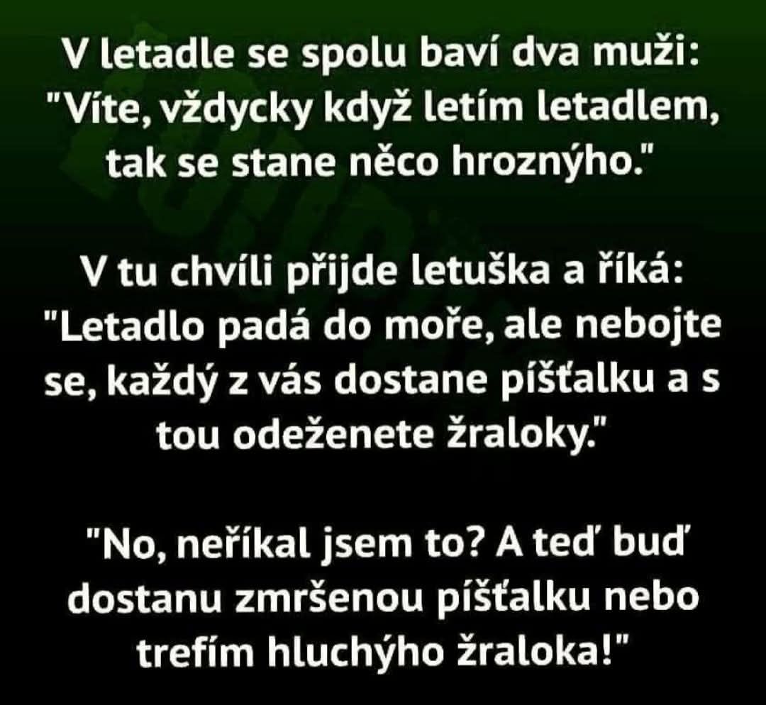 Dva muži v lietadle zistia, že núdzová píšťalka nemusí odstrašiť hluchého žraloka.