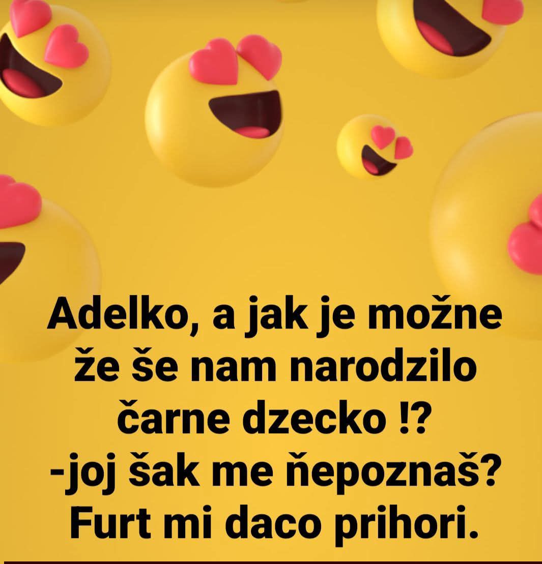 Žlté emotikony so srdiečkami na očiach a vtipný text v šarišskom nárečí na žltom pozadí.