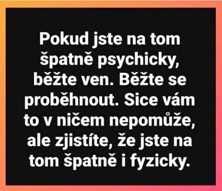 Vtipný text o behu a psychickej aj fyzickej kondícii na jemnom farebnom pozadí.