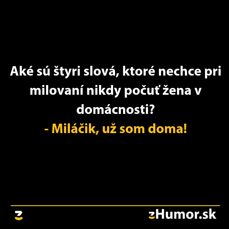 Vtipný text o neželaných slovách pri milovaní: Miláčik, už som doma!