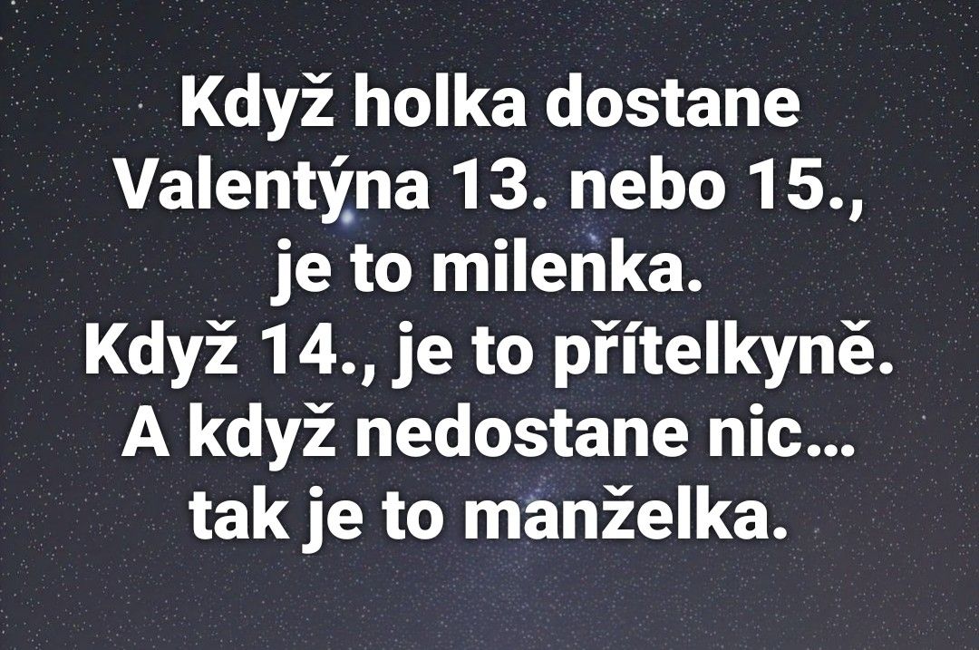 Vtipná ilustrácia vzťahov na Valentína s nočnou hviezdnou oblohou na pozadí.