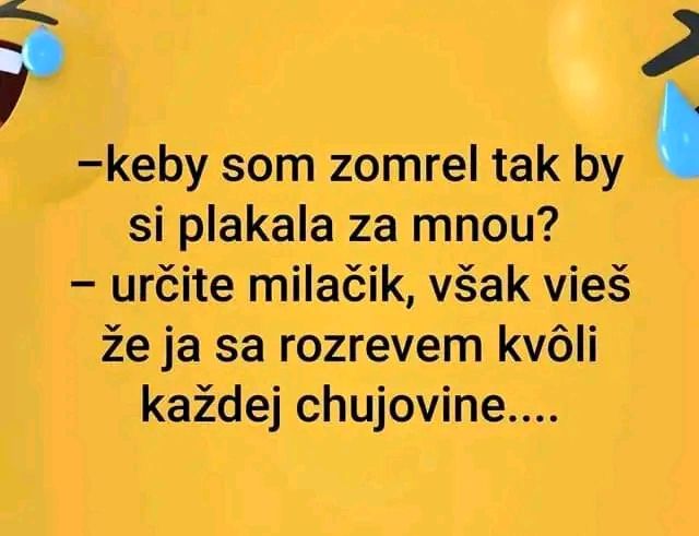 Vtipný text s milostným rozhovorom a emotikonmi na žltom pozadí.