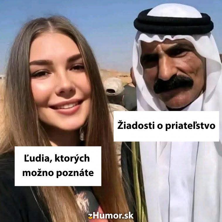 Dvojica s vtipnými textovými bublinami o online priateľstvách a odporúčaniach na sociálnych sieťach.