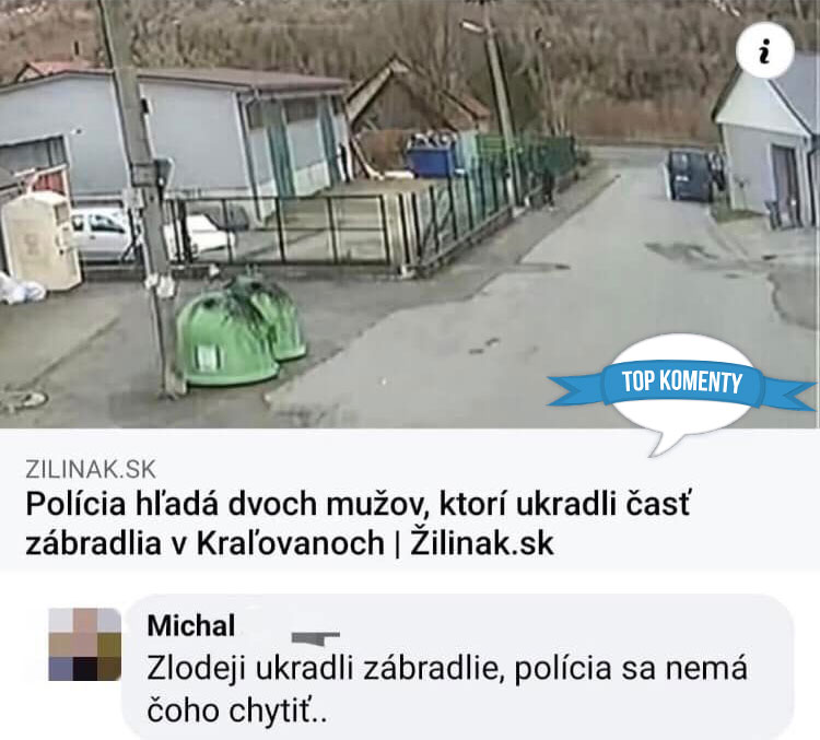 Krádež zábradlia v Krajňovanoch, polícia hľadá dvoch páchateľov. Diskusia na Žilinak.sk.