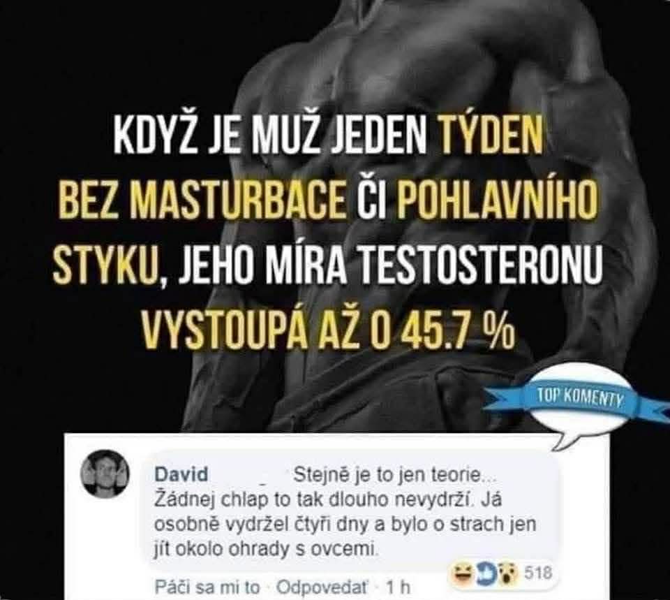 Muž bez sexu týždeň: testosterón stúpne 45,7 %. Komický komentár o skúsenosti so ženami a ovcami.