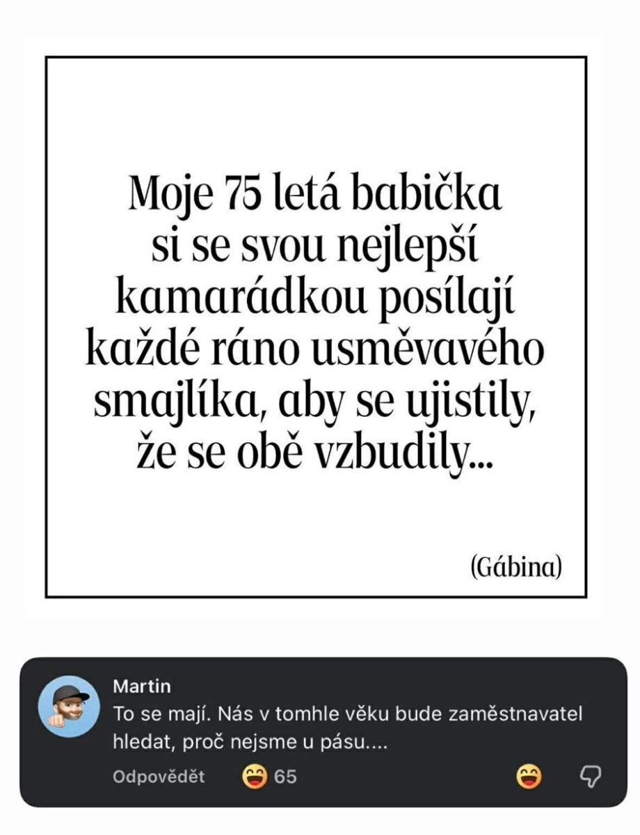 Babičky si každé ráno posielajú smajlíky, aby sa uistili, že sú v poriadku. Humor o dôchodku a pracovnom živote.